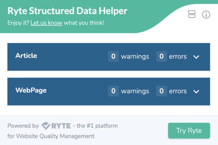 Ryte structured data helper