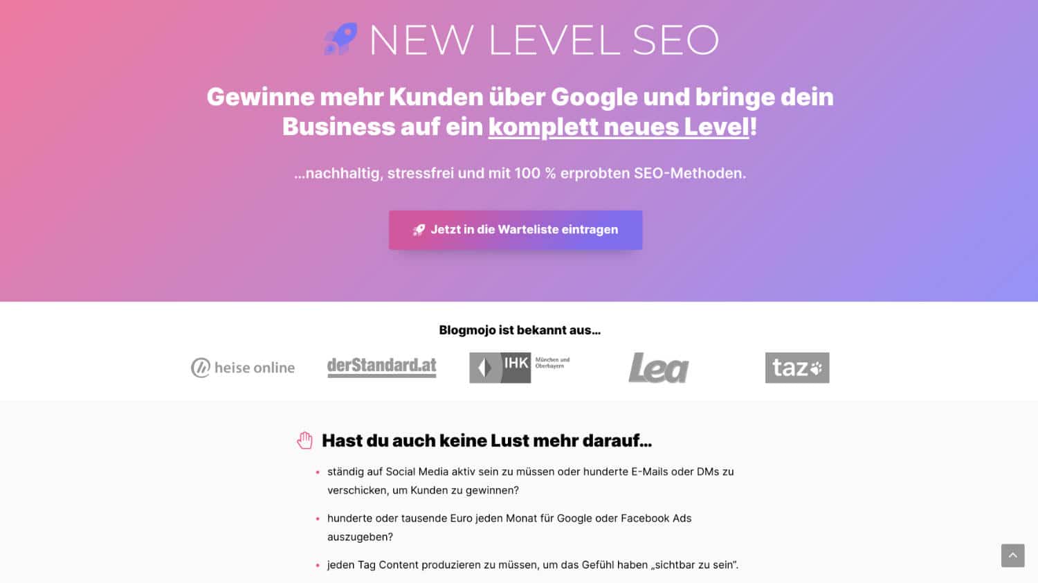 Salespage New Level SEO