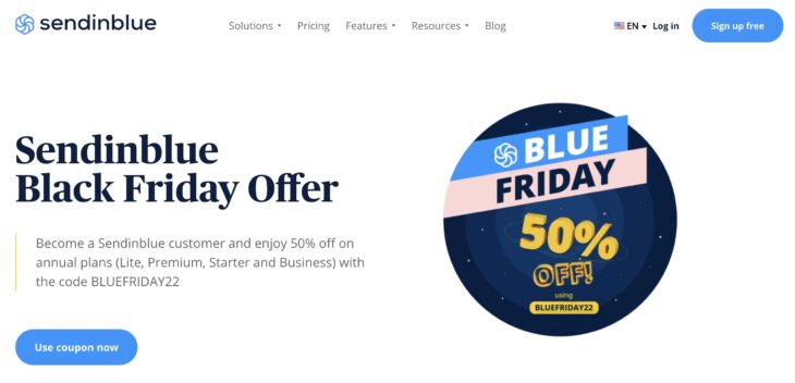 sendinblue Black Friday 2022