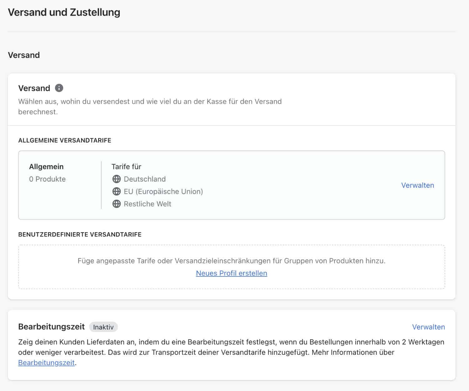 Shopify Versand
