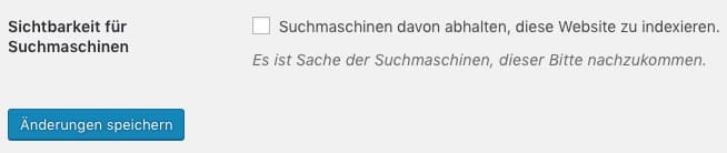 Sichtbarkeit für Suchmaschinen in WordPress einstellen