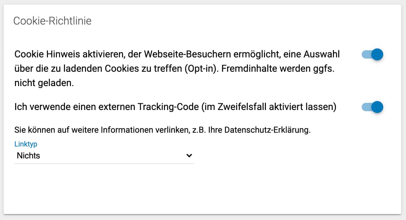 Der Strato Homepage-Baukasten stellt dir einen Cookie Hinweis zur Verfügung