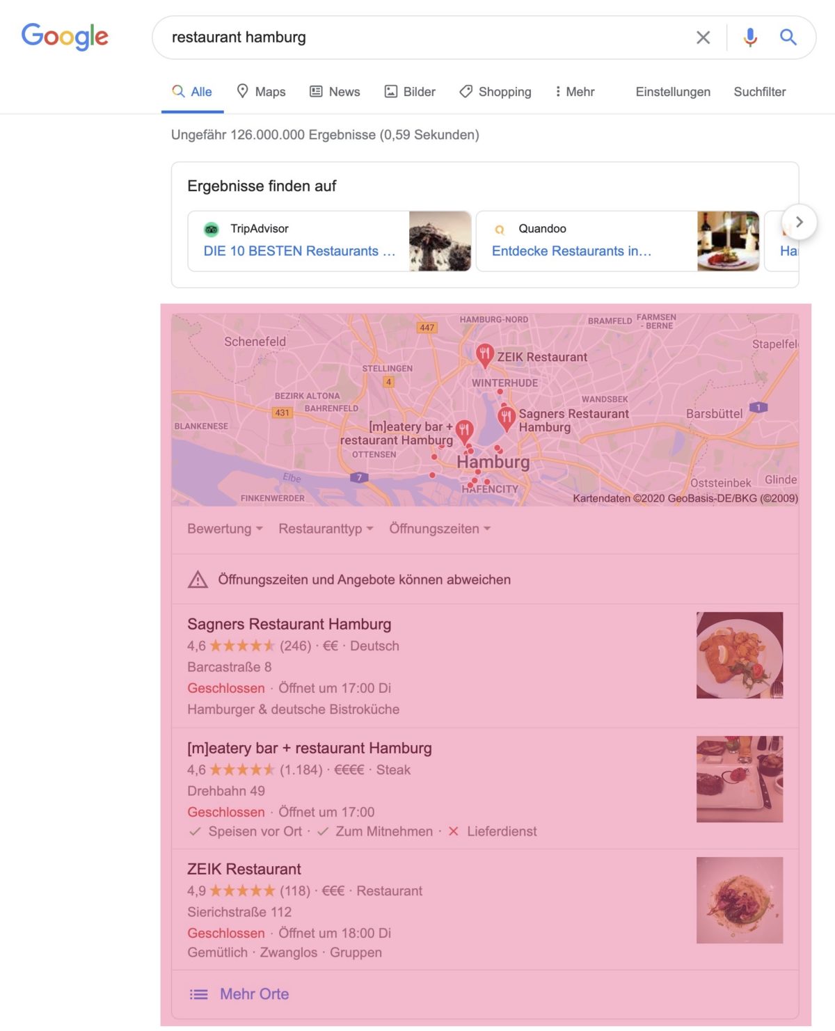 Visit-in-person-Keyword mit Local Pack