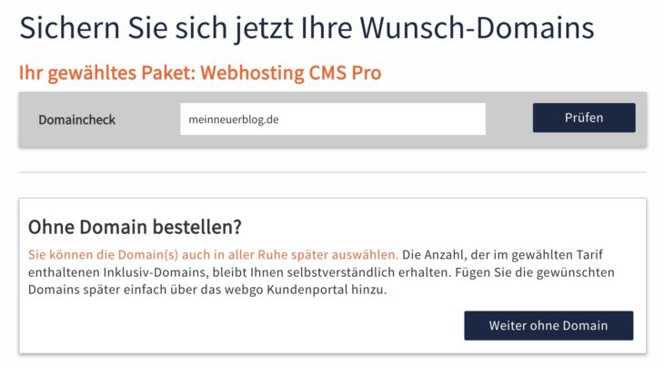 Domaincheck für webgo CMS Pro