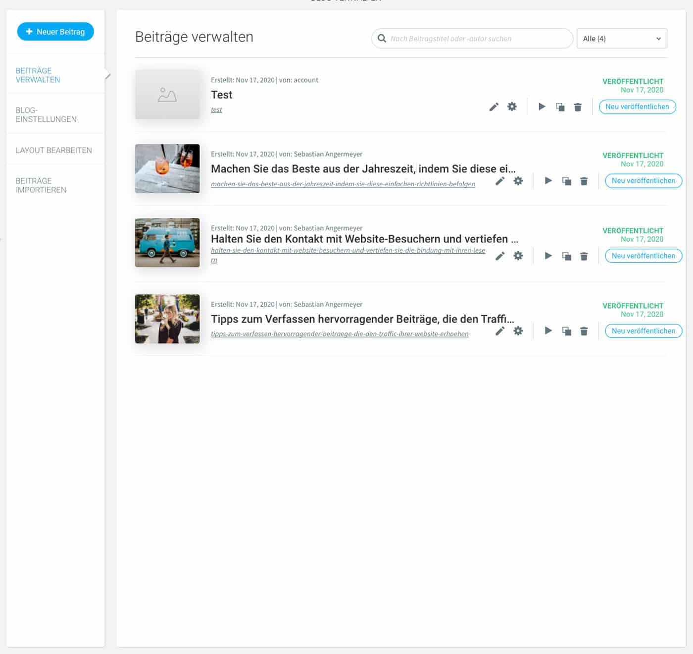 Der webgo Homepage-Baukasten bietet dir einen eigenen Blog. Allerdings gilt hier: Licht und Schatten zugleich