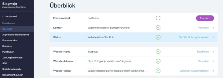 Wix-Website offline nehmen