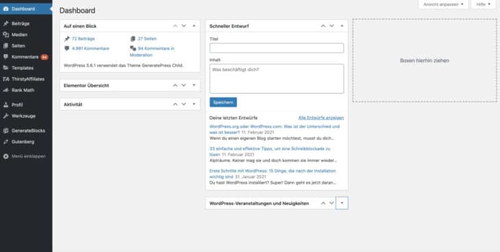 Wordpress.org überzeigt durch seine sehr minimalistische und wirklich übersichtliche Struktur