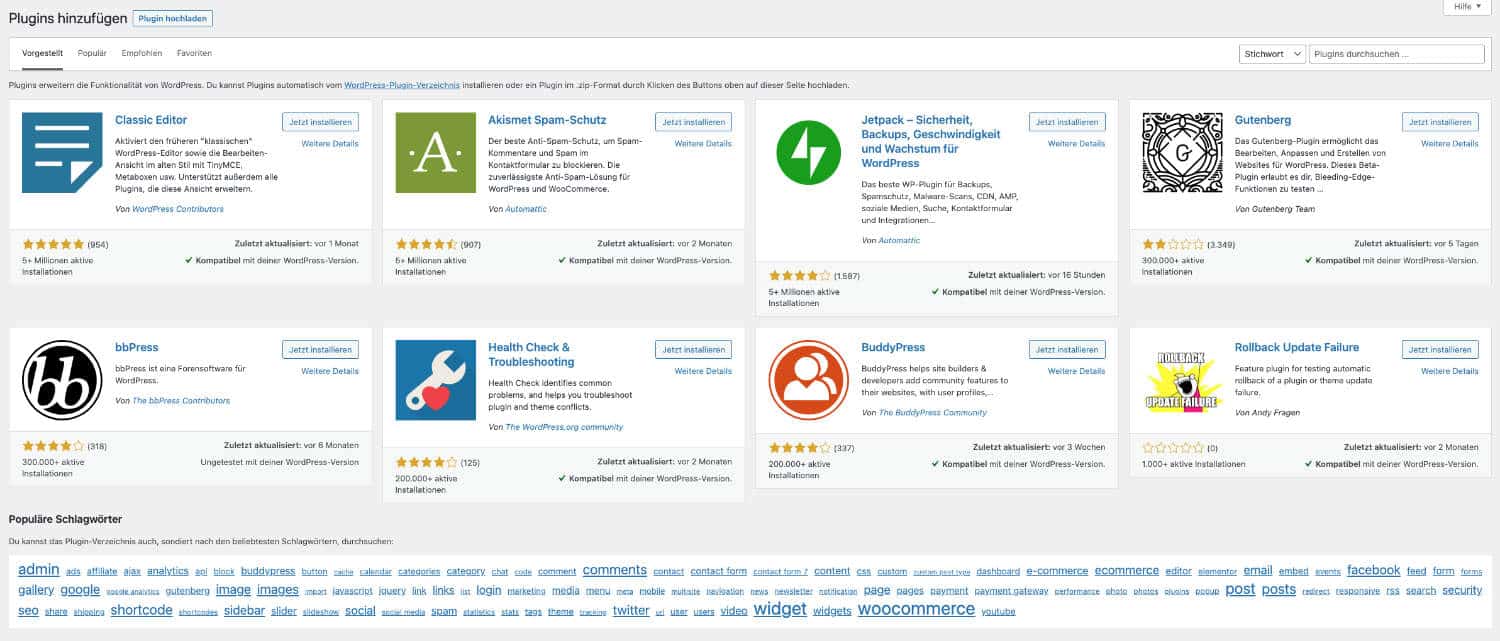 In der WordPress Plugin Bibliothek findest du zahlreiche Erweiterungen