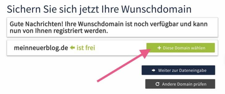 Wunschdomain ist verfügbar